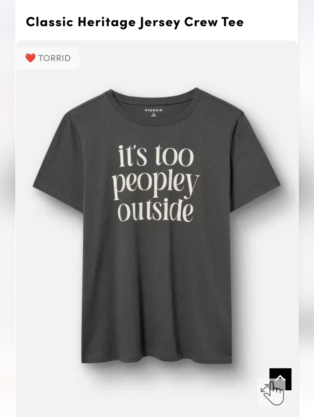 torrid Charcoal Tee with Cream Slogan